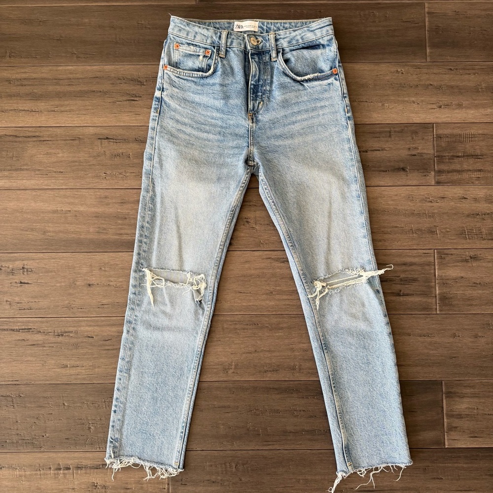 Zara Light Blue Distressed Jeans